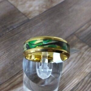 New Size 11, 8 mm Band Gold Stainless Steel-8 mm Band Gold-Teal Multi Color